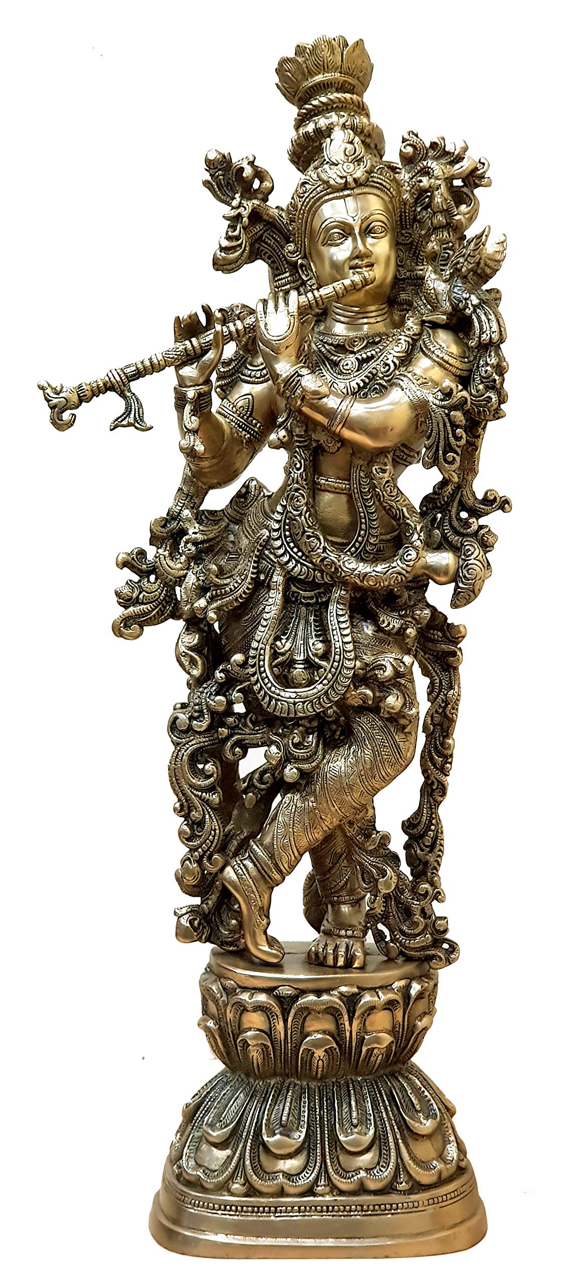 eSplanade - Lord Krishna Kishan Gopal Murti Idol Statue Sculpture - Brass - 29" - Multicolor