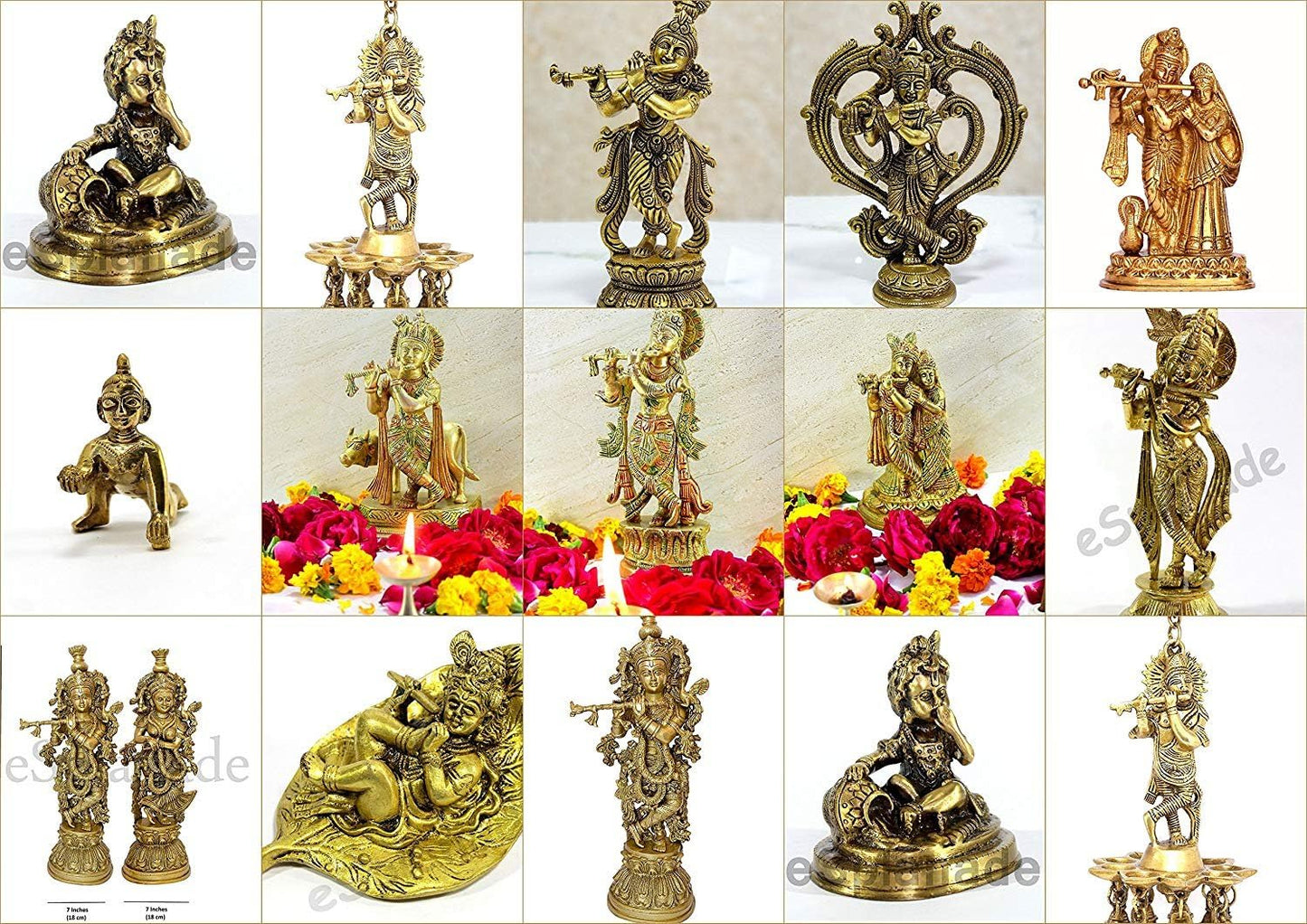 StonKraft Marble Brass Radha Krishna Murti Idol Statue Sculpture (5.5") Gold