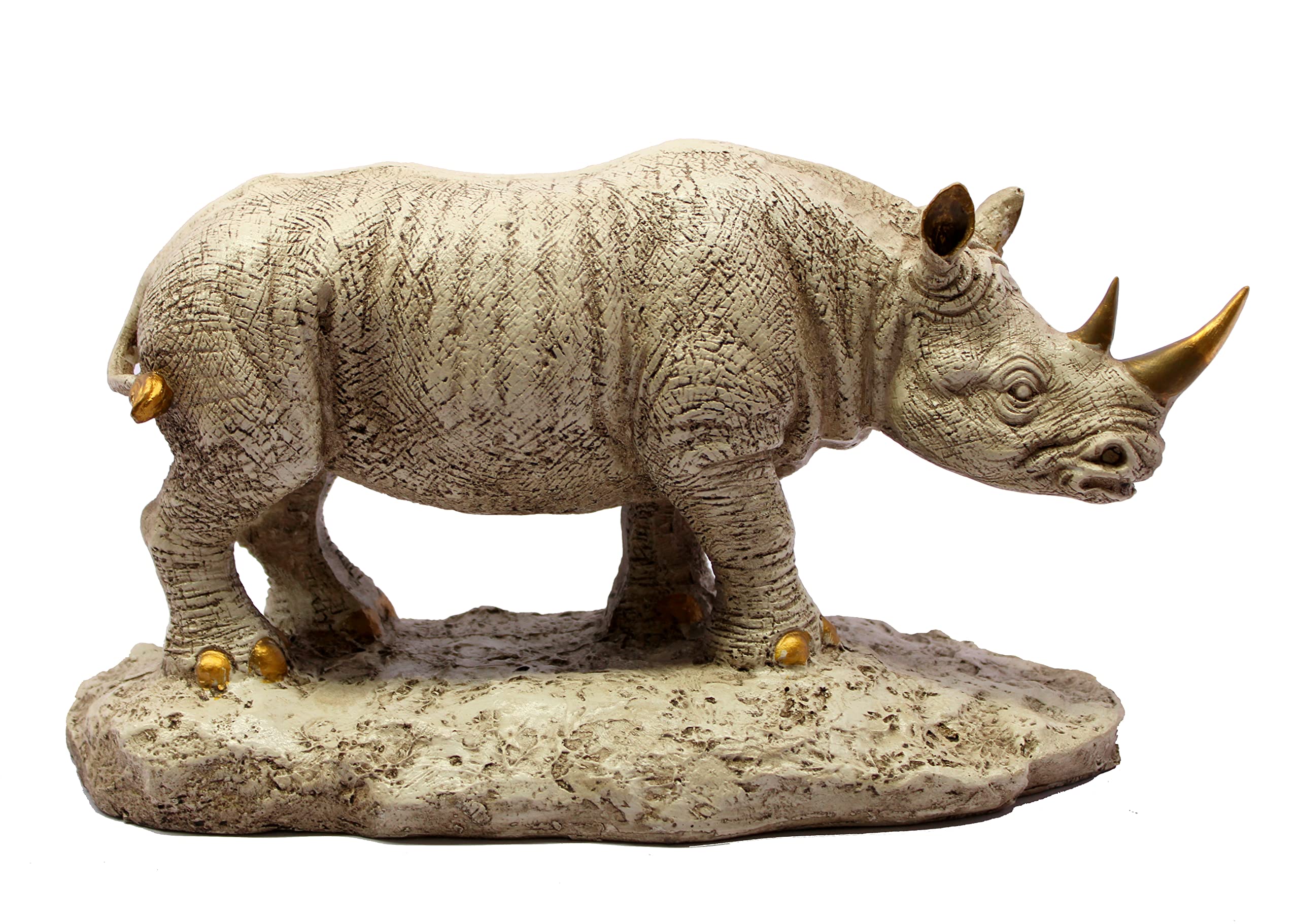 eSplanade Resin Rhinoceros Rhino Sculpture Showpiece Figurine - Home Decor - Beige - 11.9" Inches (Big Size)
