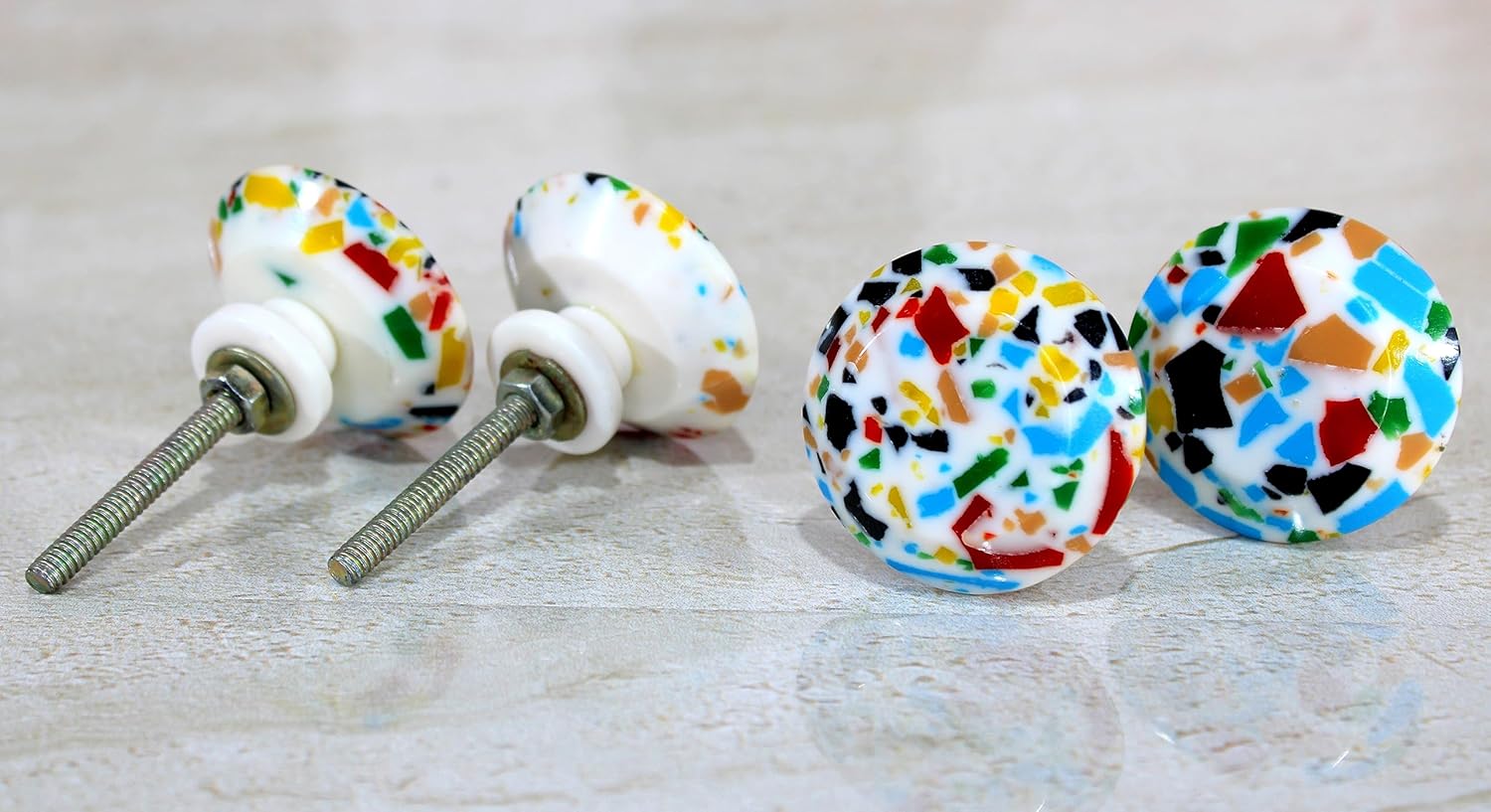 ESPLANADE Cupboard Drawer Door Acrylic Knobs - Set of 4 | Drawer Handles Cupboard Pulls Almirah Hooks | Acrylic Plastic - Diameter 4 cms (Multi)