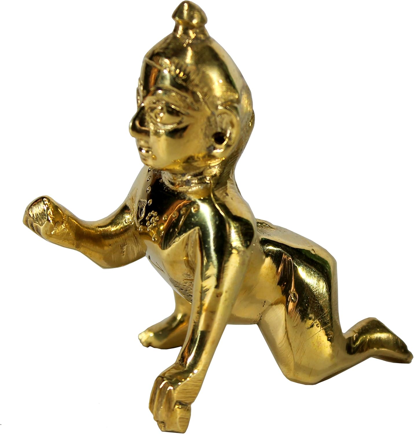 StonKraft Brass Krishna Laddoo Gopal Kanha Makhan Chor Statue Idol Murti Sculpture