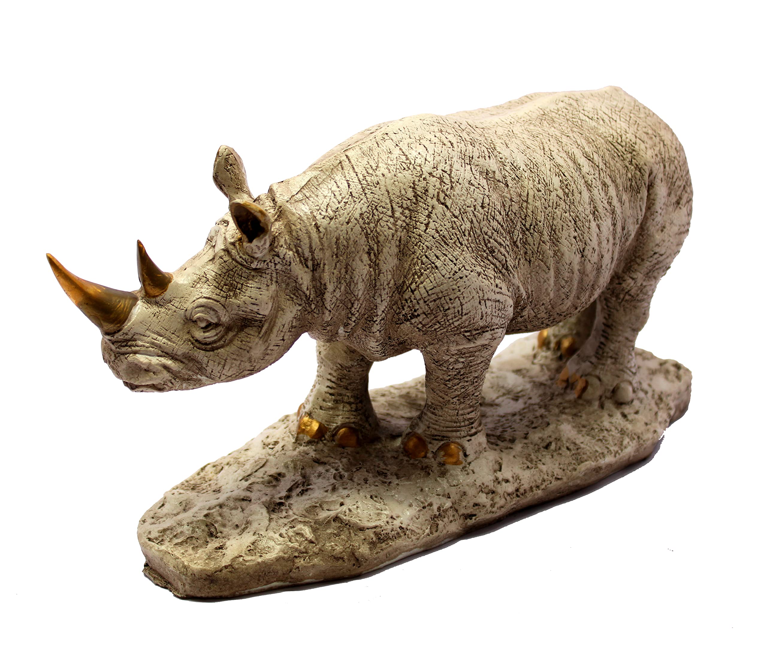 eSplanade Resin Rhinoceros Rhino Sculpture Showpiece Figurine - Home Decor - Beige - 11.9" Inches (Big Size)