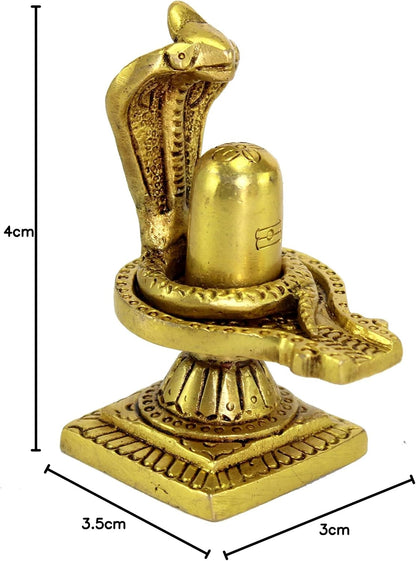 eSplanade Brass Shiv Ling Shiva Lingam with Sheshnaag Statue Idol Murti for home temple and Pooja - 4" Inches