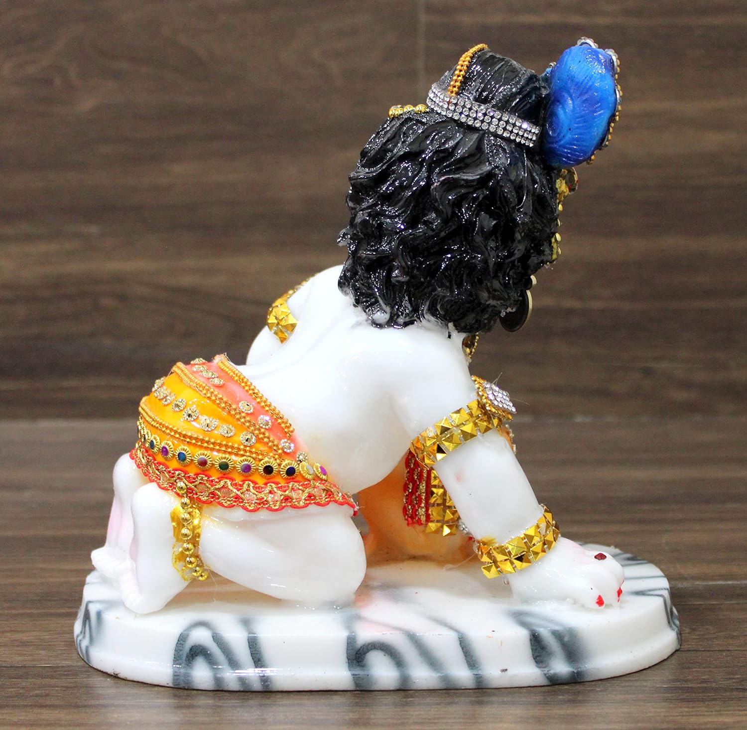 ESPLANADE Baby Krishna Bal Kishan Bal Gopal Maakhan Chor Makhan Chor Murti Idol Statue Sculpture - Resin - 7.5" Inches - Multicolor