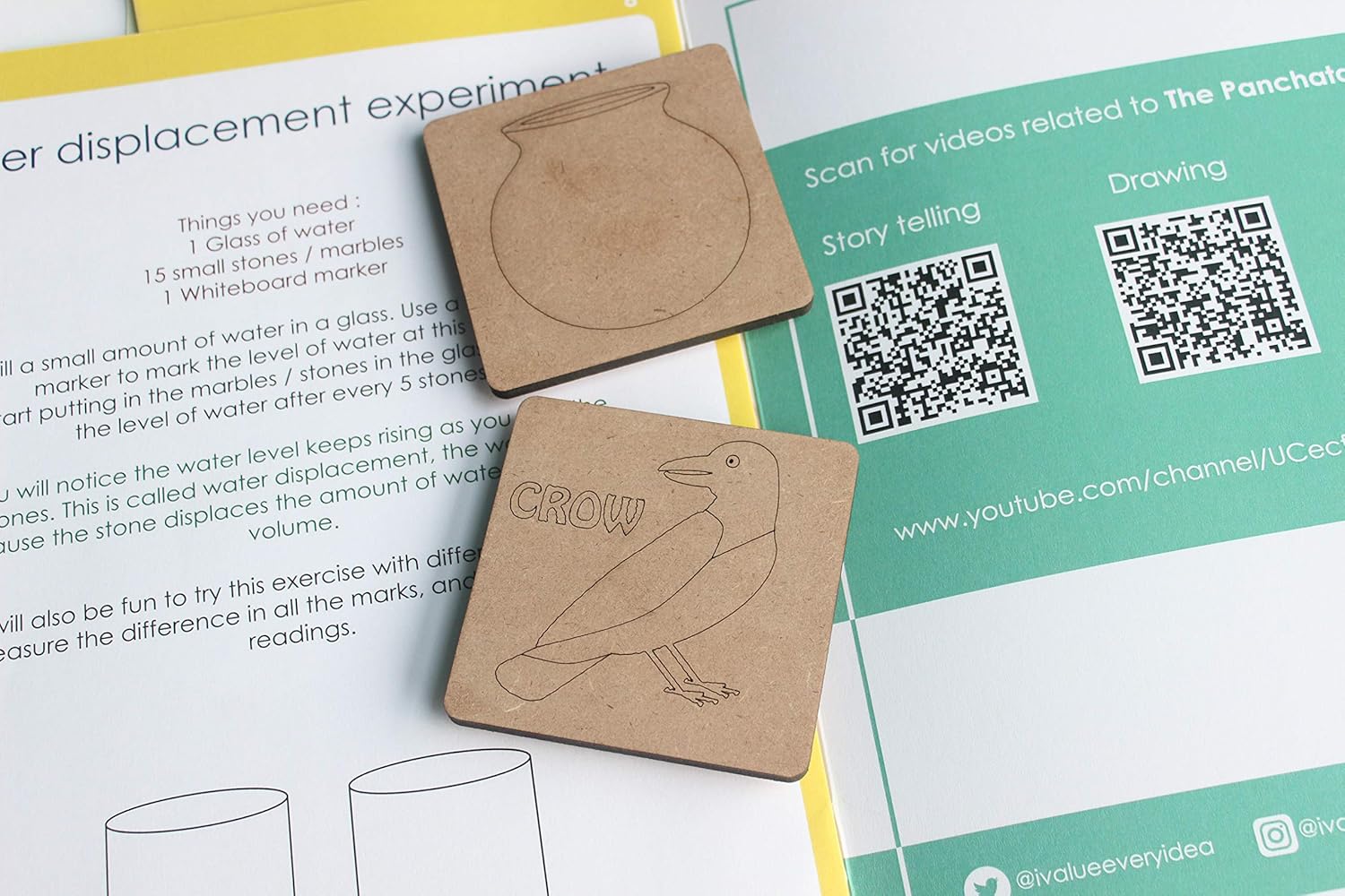 IVEI Panchatantra Kids Learning Book - Workbook and 2 DIY Magnets of Panchatantra Story - Colouring Activity Worksheets - Creative Fun Activity and Education For Kids - The Thristy Crow ( Age 4 to 7 Years )