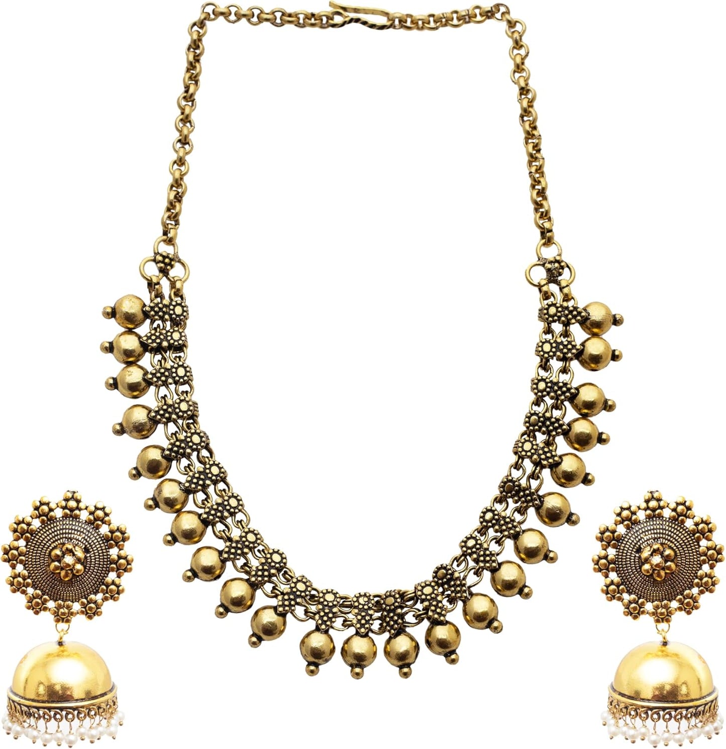 Binnis wardrobe Dual toned hand made textured choker Jewellery set (Gold)