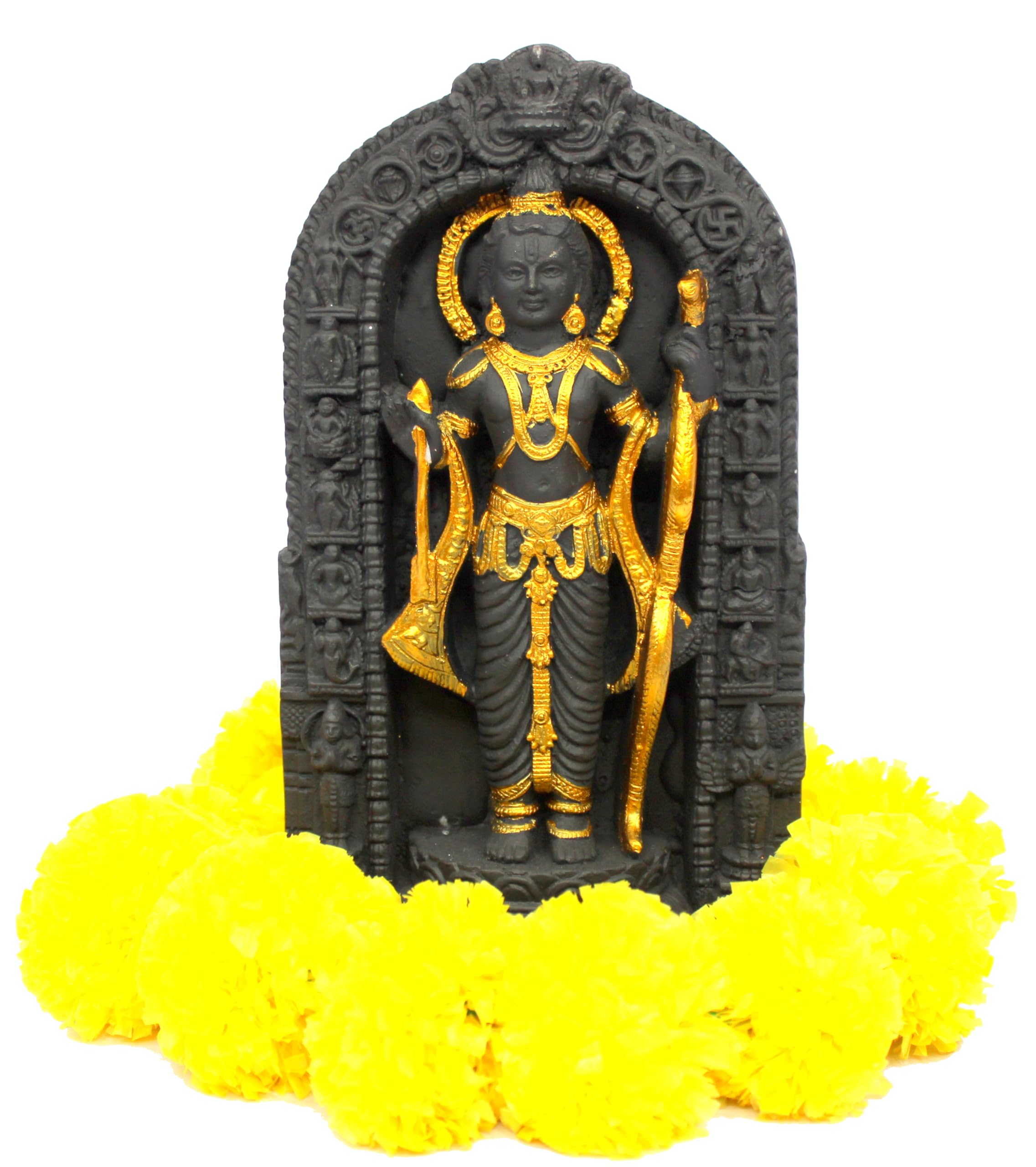 ESPLANADE Resin Ram Lalla Shri Ram Murti Idol Ayodhya Temple Statue Sculpture Decorative Idols (8.5 Inch Height) (Black)