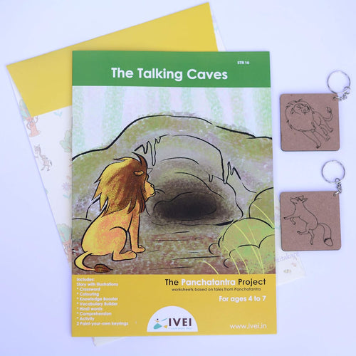 IVEI Panchatantra Kids Learning Book - Workbook & 2 DIY Keychains - Colouring Activity Worksheets - Creative Fun Activity and Education for Kids - The Talking Cave (Age 4 to 7 Years)