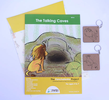 IVEI Panchatantra Kids Learning Book - Workbook & 2 DIY Keychains - Colouring Activity Worksheets - Creative Fun Activity and Education for Kids - The Talking Cave (Age 4 to 7 Years)