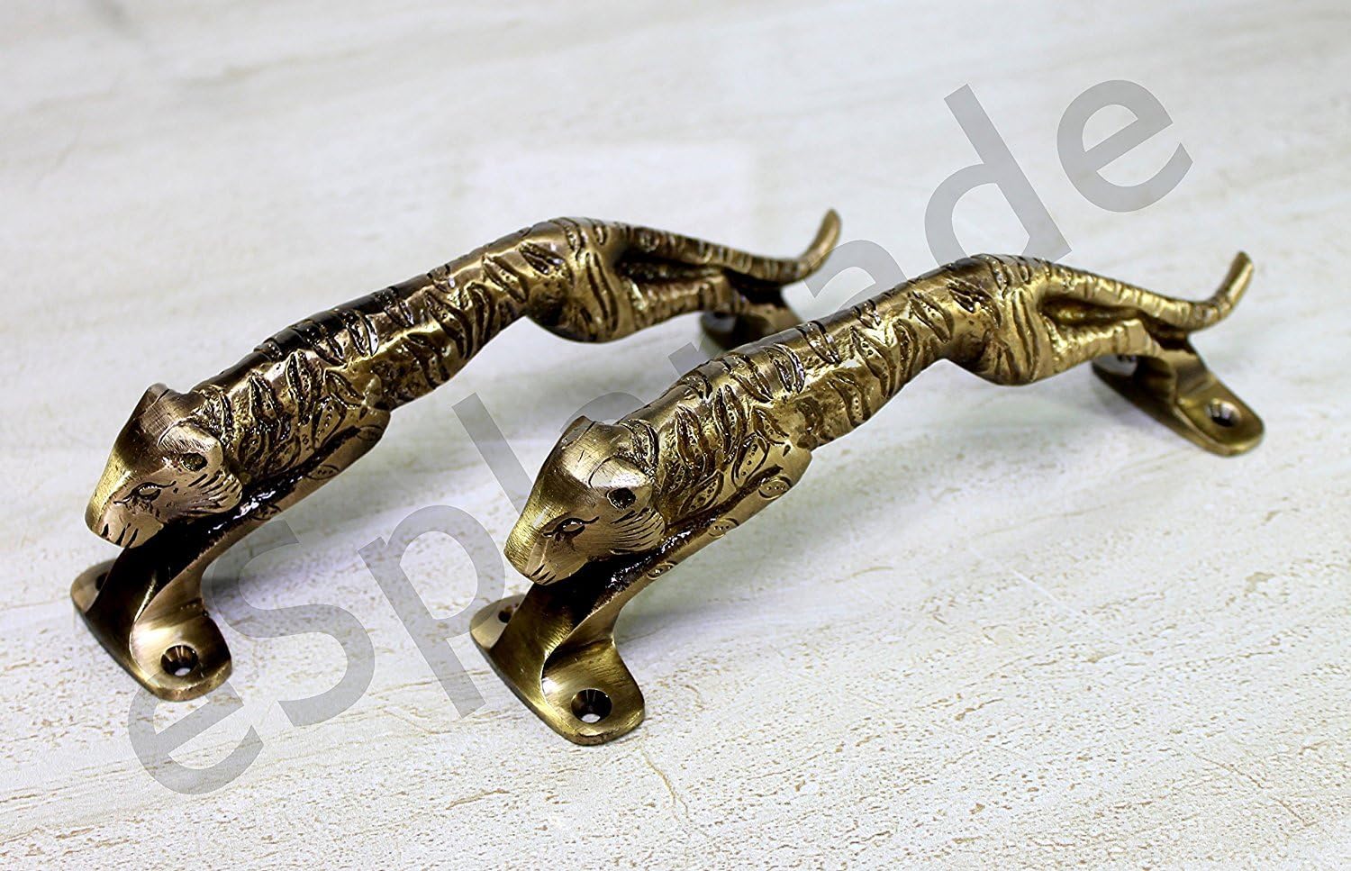 eSplanade - 7.5" Jaguar/Tiger - Brass Door Handle | Home Decor | Door Decor | Door Pull | Door Accessories | Door Handle Set of 2