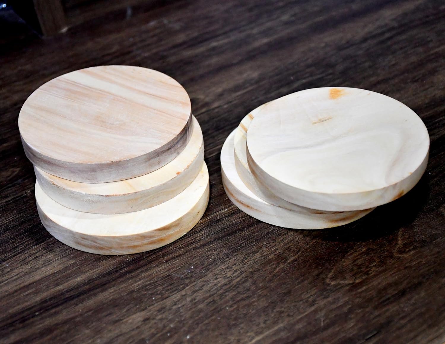 IVEI DIY Thick Wooden Coasters Wood Canvas - Plain Wooden Coasters Shaped Blank Cutouts for Painting, Wooden Sheet Craft, Decoupage, Resin Art Work & Decoration - Set of 6