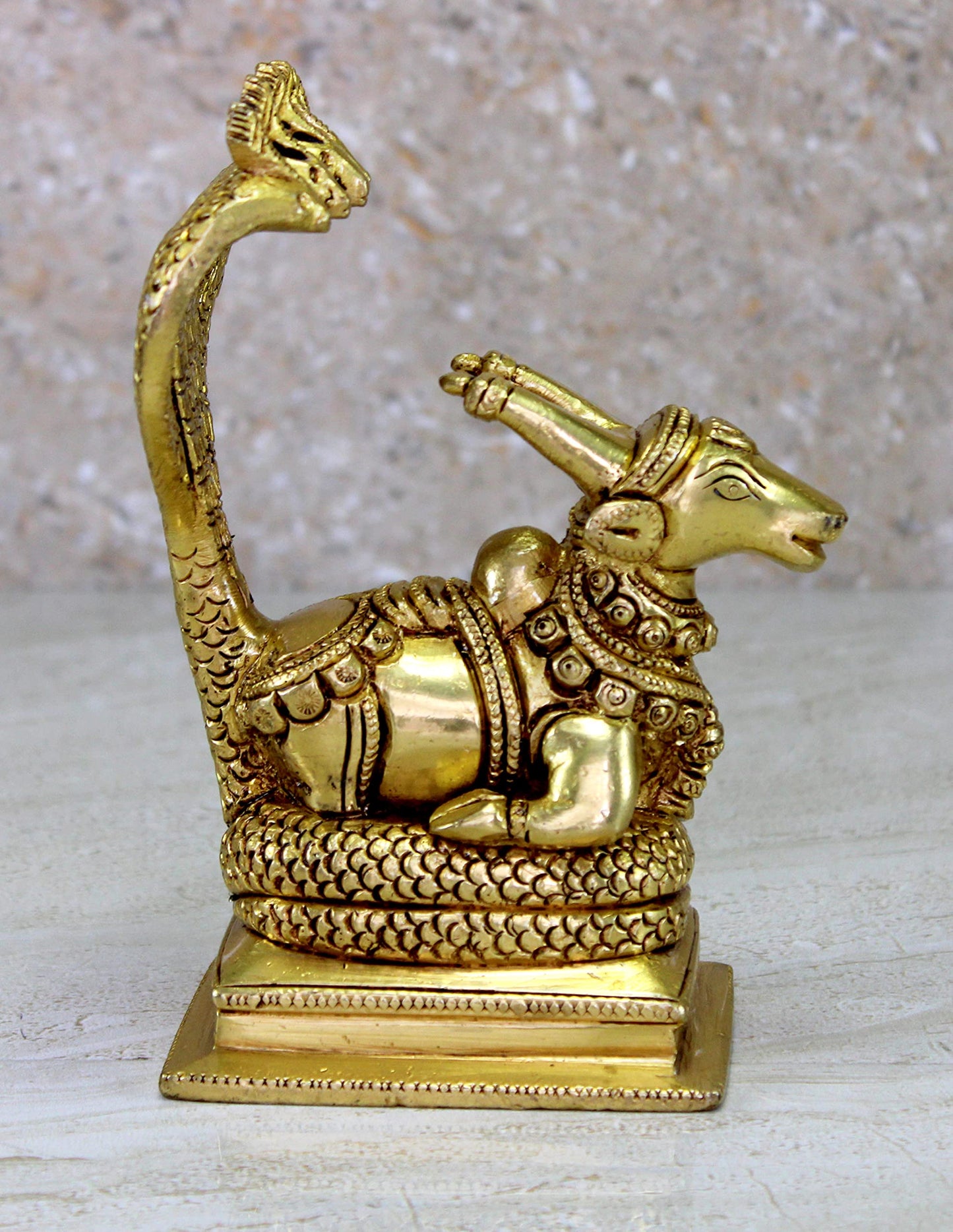 eSplanade Brass Sheshnag Nandi Statue Pooja Idols | Home Decor - Height 6" Inches