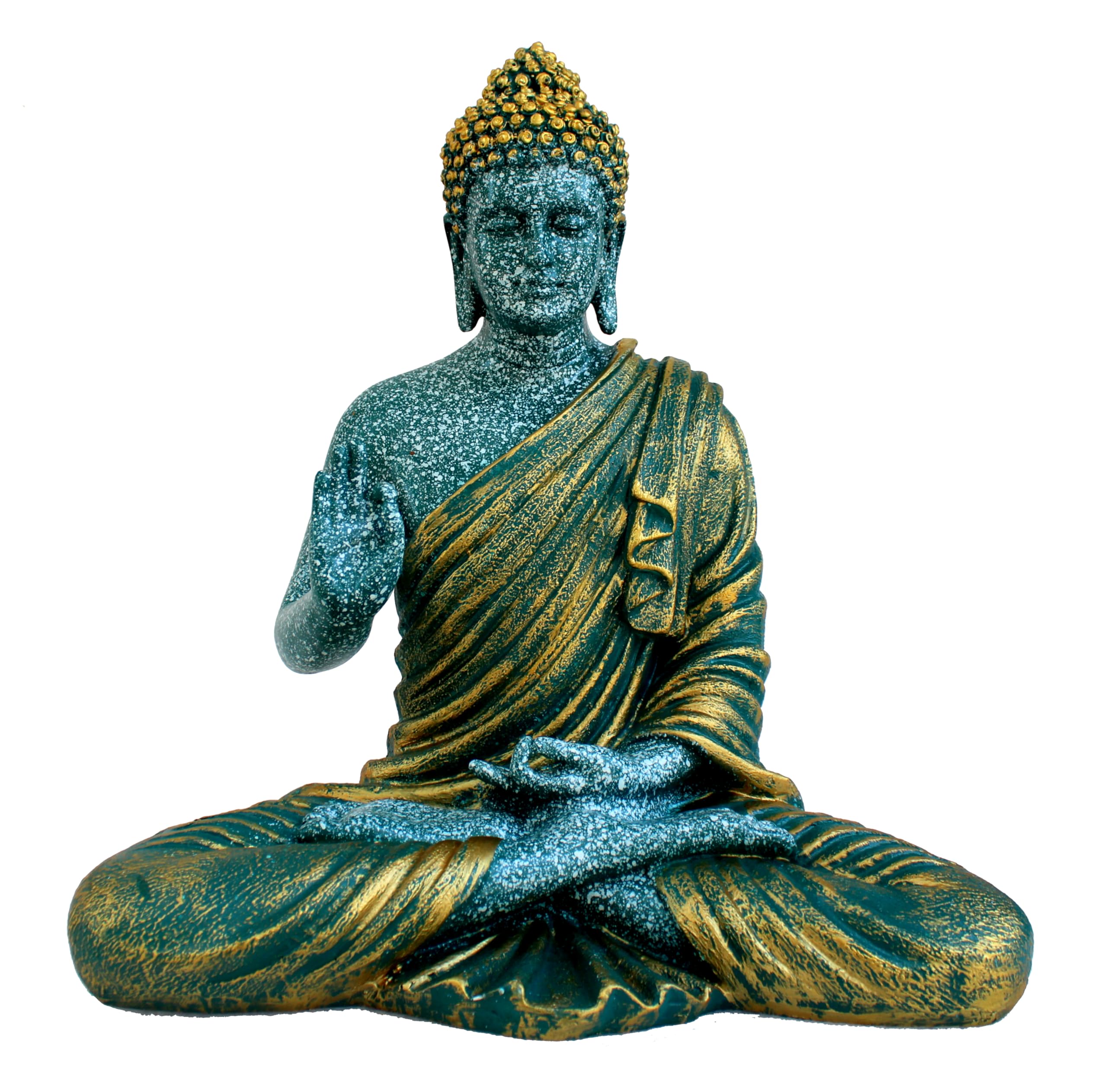 ESPLANADE Resin Meditating Buddha Showpiece | Home Decor | Idol Statue Figurine Murti | Tibetan Buddhist Statue - 14.5 Inches Height