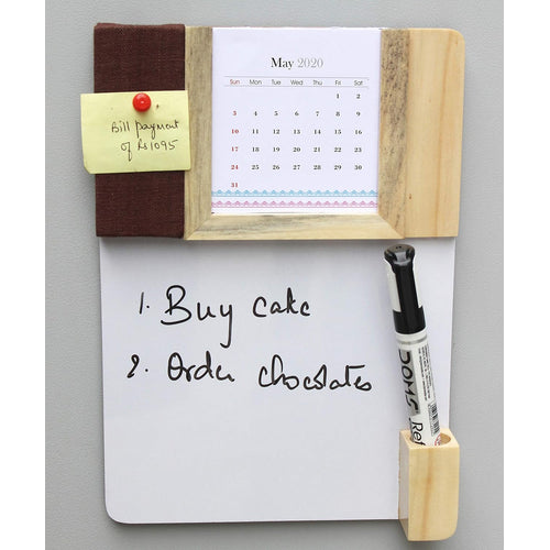 IVEI Warli Calendar with Pin Board & White Board - Magnet Board Calendar for Fridge - Utility Desk Calendar Dry Erase Board - Mini Calendar Fridge Magnet with Whiteboard & Pinboard - Brown, Green, Wine, Yellow, Blue