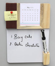 IVEI Warli Calendar with Pin Board & White Board - Magnet Board Calendar for Fridge - Utility Desk Calendar Dry Erase Board - Mini Calendar Fridge Magnet with Whiteboard & Pinboard - Brown, Green, Wine, Yellow, Blue