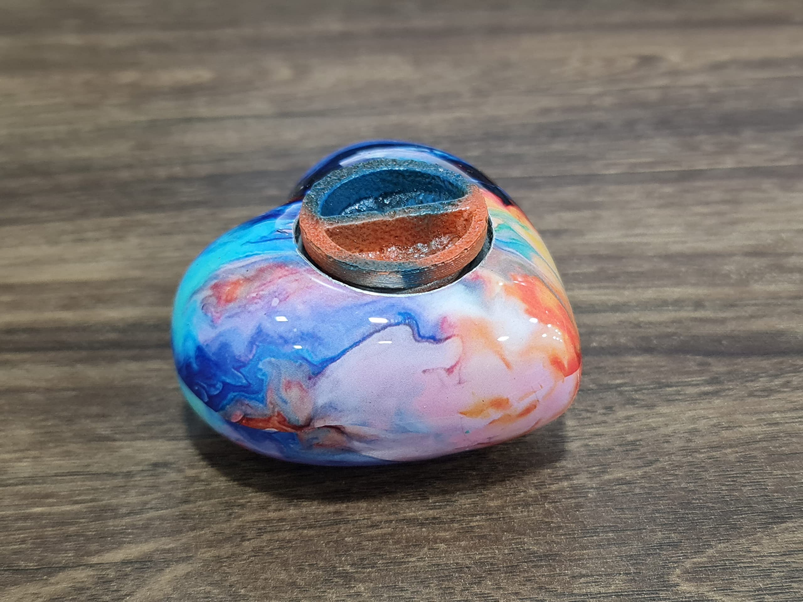 eSplanade Metal Mini Cremation Urn Heart-shaped Keepsake Memorial Jar Pot Container | Small Urn for Funeral Ashes Burial | Wave Textured Metal Keepsake with Stand | Multicolor