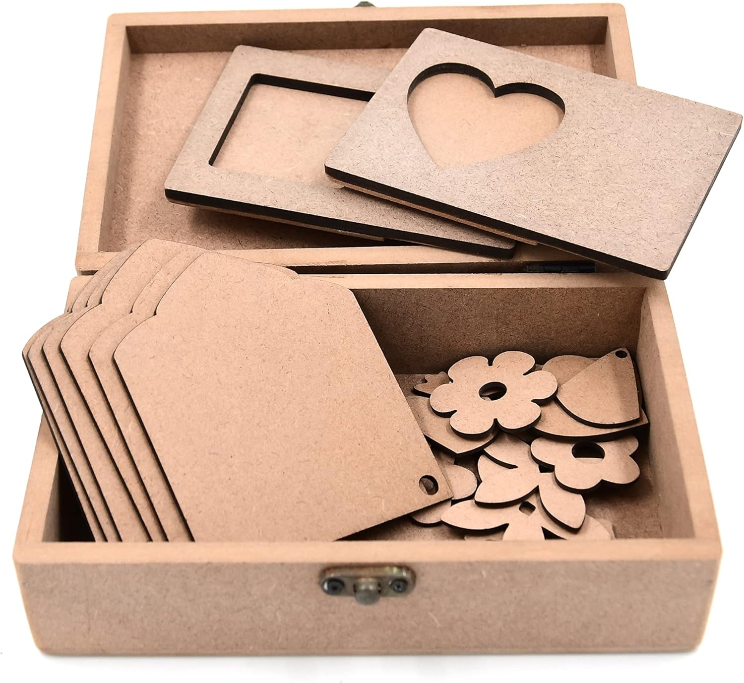 IVEI DIY MDF Box Pack with 2 Pair Earrings, Cut Outs, Toran and 2 Photo Magnet