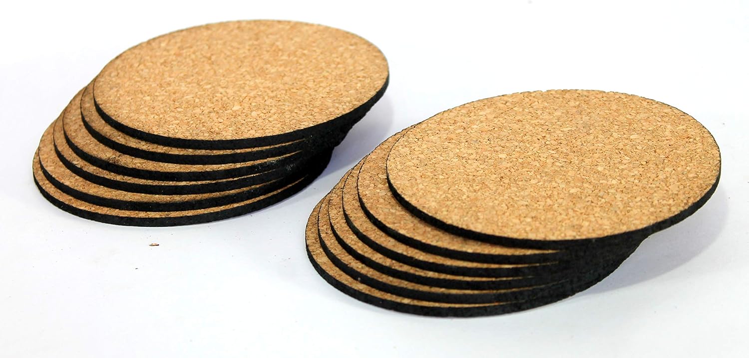 KLEO - Bar Beer Coffee Cork Coasters Set (Set of 12) & (Set of 6) - Long Lasting, Heat Resist, Absorbs Spilled Liquid, Non Slippery and Scratch Free