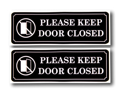 PLEASE KEEP DOOR CLOSED Sign Sticker Decal - Easy to Mount Weather Resistant Long Lasting Ink Size (9" x 3")