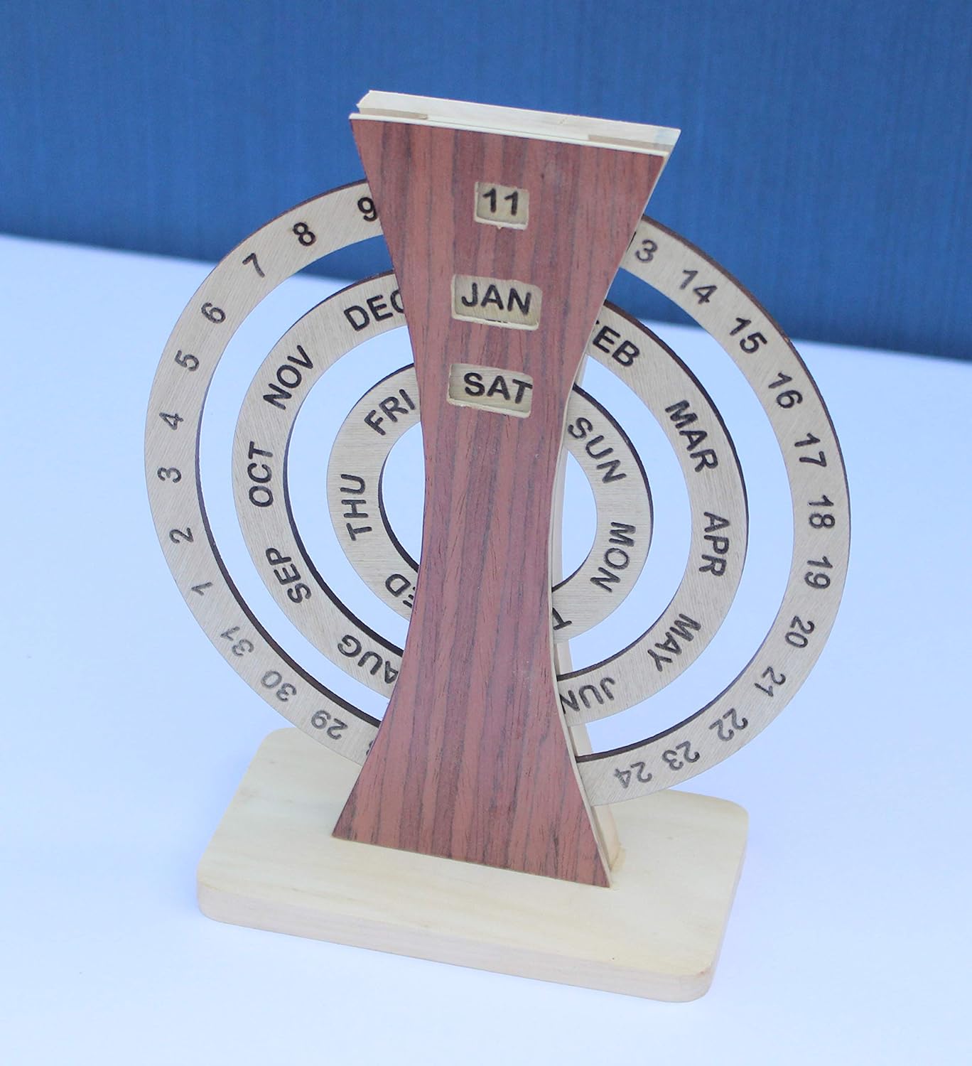 IVEI Rotating Perpetual Calendar/Wooden Forever Calendar/Never Ending Calendar, Wooden Calendar, Corporate Gift