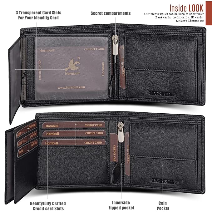 HORNBULL Migul Black Leather Wallet for Men