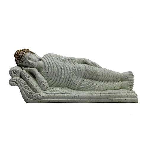 ESPLANADE Resin Sleeping Reclining Buddha Tibetan Buddhist Idol Statue Figurine - Home Decor - White - 16.5
