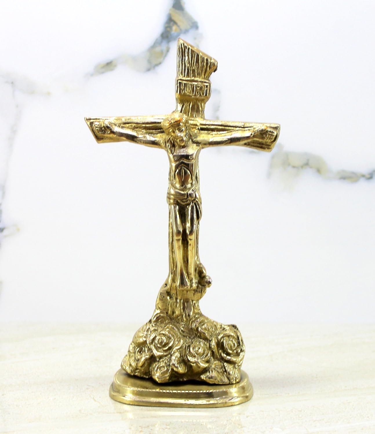 StonKraft Brass Holy Statue of Jesus Christ - Jesus Cross - Idol Statue Sculpture - 8" Inches