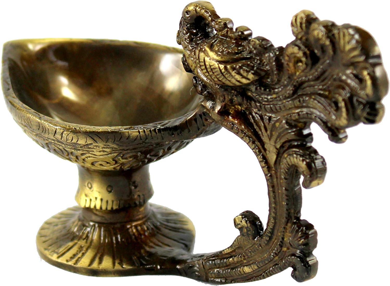 Brass Oil Lamps | Shankh Chakra Narayan Oil Lamp Diya Deepam Kuthu Vilakku -3.5 & 4" Inches