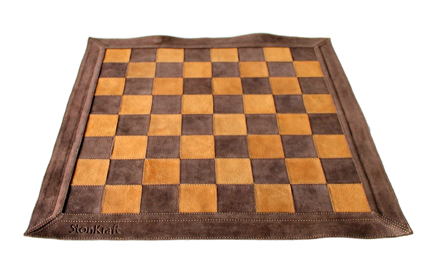 Stonkraft - 19" x 19" - Genuine Suede Leather Chess Board - Black | Roll-up Chess | Tournament Chess