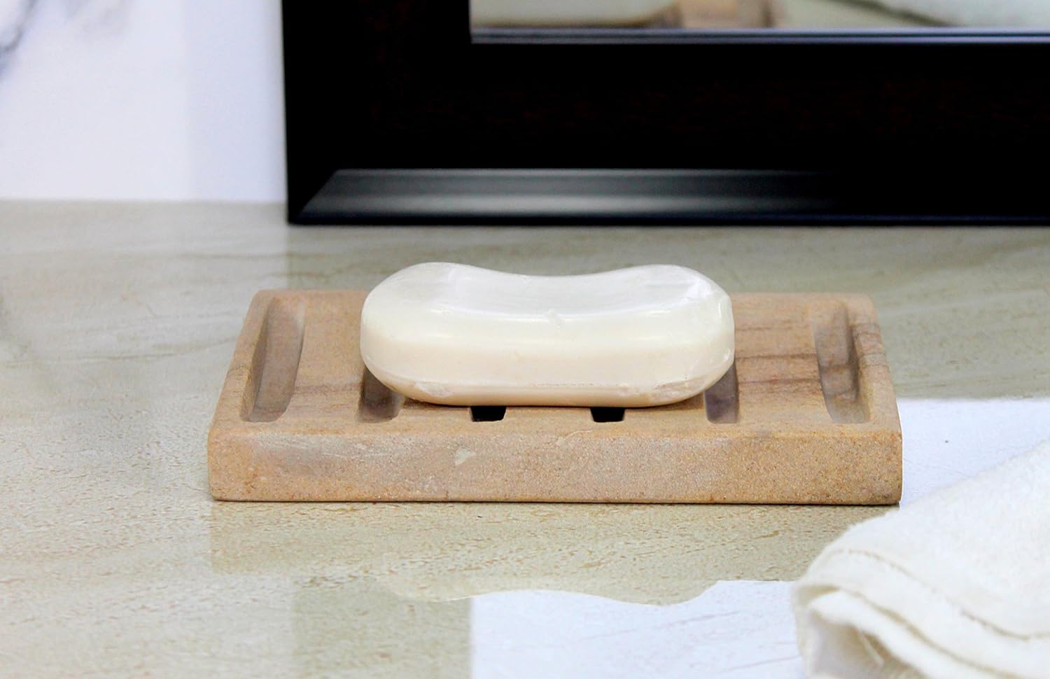 Natural Water Absorbent & Rigged Soap Dish Soap Holder made of Natural Stone - Unique Bath Bathroom Accessories