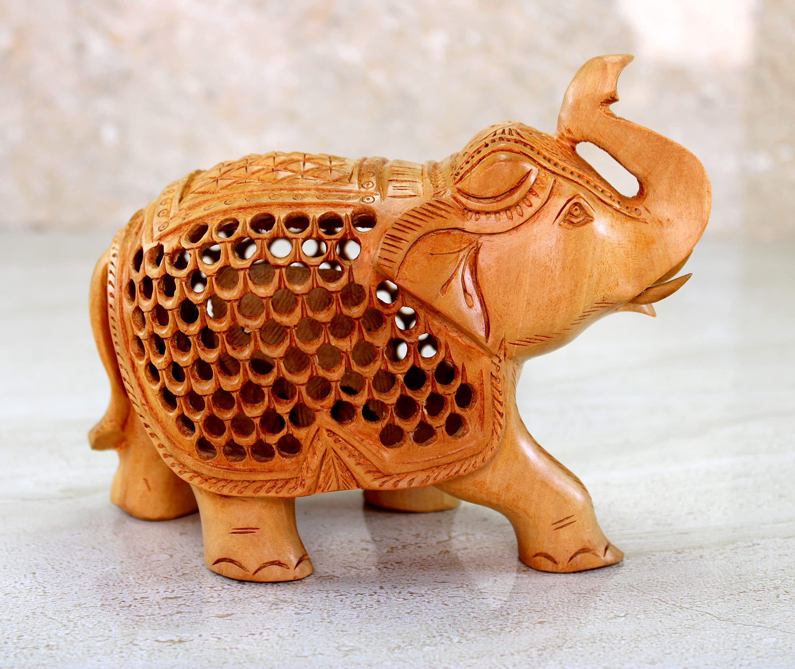 eSplanade Wooden Elephant Sculpture or Showpiece Baby Inside Mother's Tummy Feng Shui Vastu Brings Goodluck Home Decor (Large)