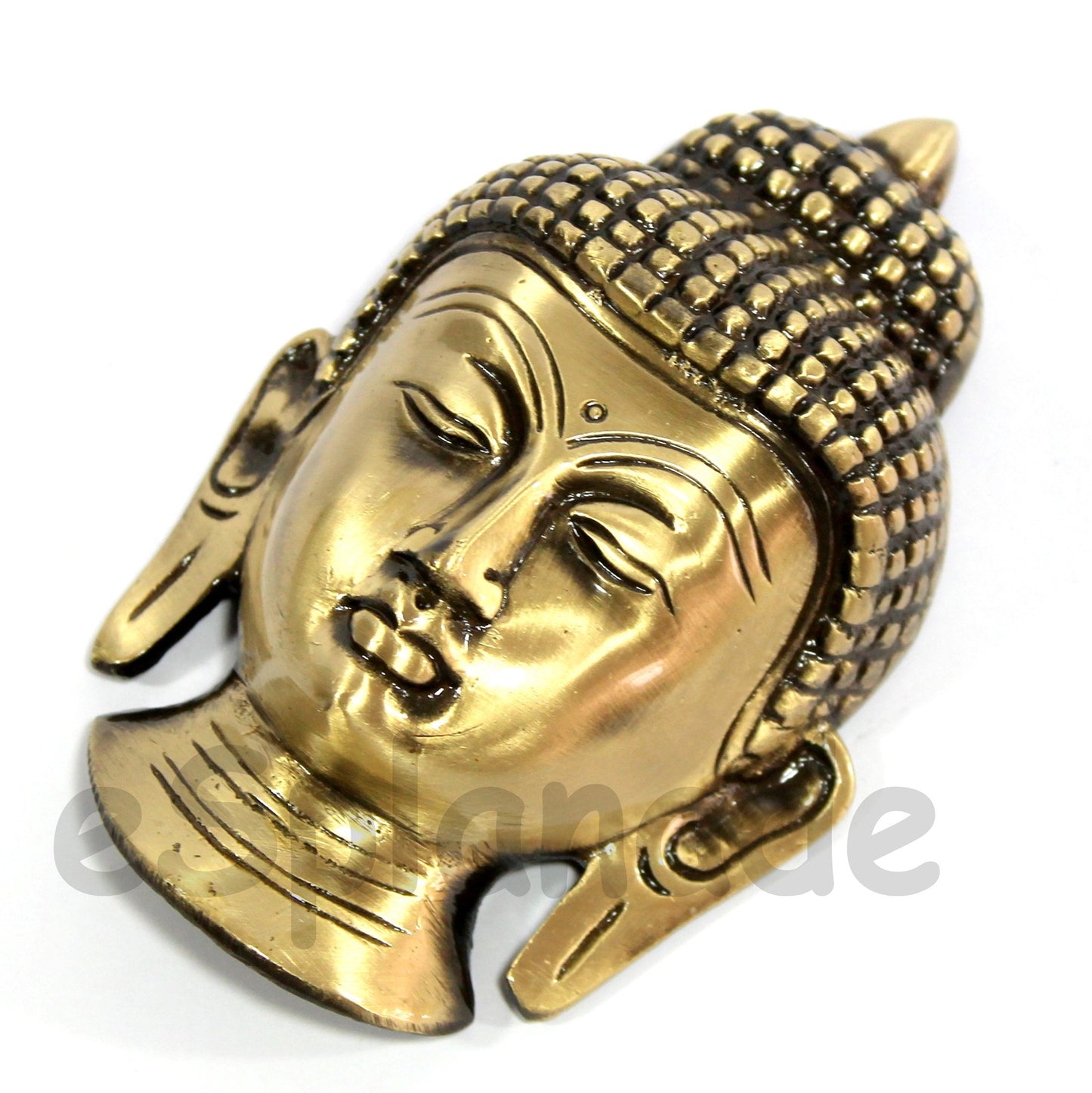 eSplanade Brass Buddha Face Wall Hanging Idol Statue Figurine Murti Showpiece | Buddha Head | Home Decor | Tibetan Buddhist Statue