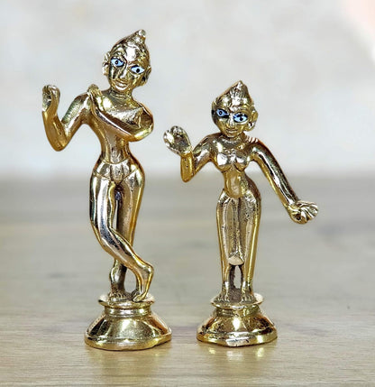 eSplanade - Brass - 4.25" - Pair of Brass Radha Kishan Krishna Murti Idol Statue Sculpture