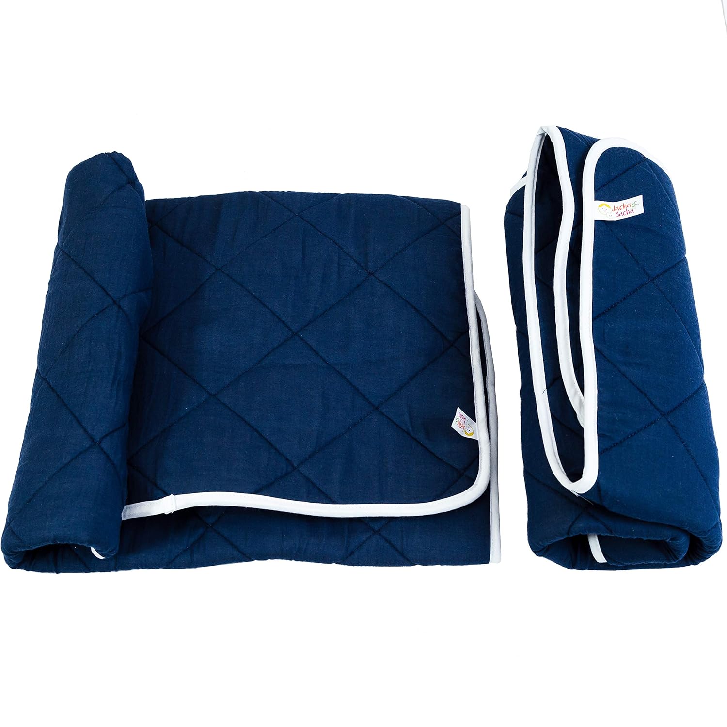 Multi-Purpose Cushioned Protective Mat for Baby - Set of 2 (Navy Blue) | Portable Changing Pads | Quilted Cotton Diaper Changing pad