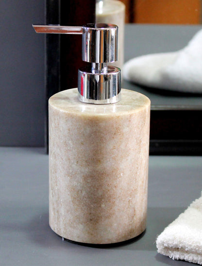 KLEO Soap/Lotion Dispenser - Made of Natural Stone - Luxury Bathroom Accessories Bath Set (Grey)