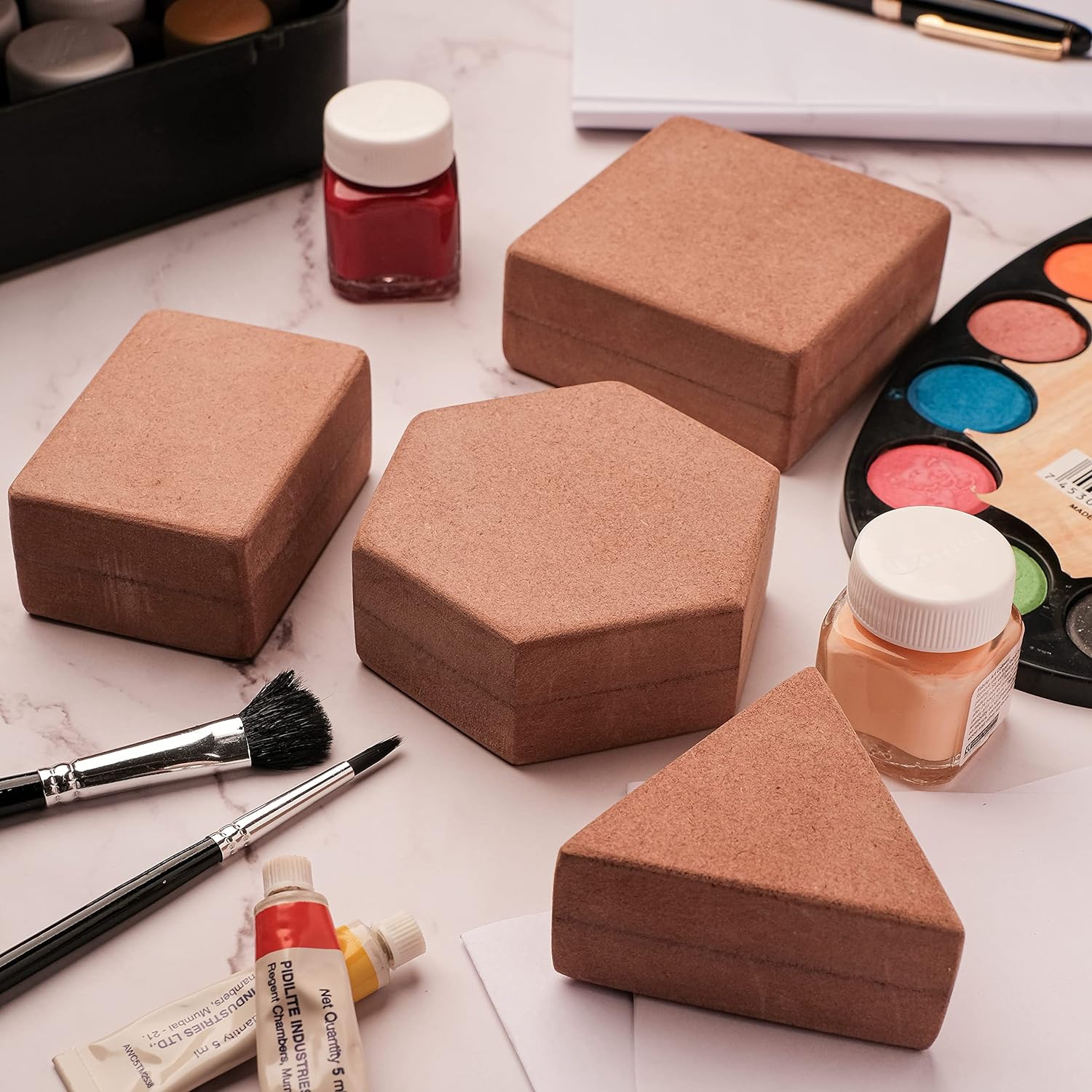 IVEI DIY MDF Mixed Shapes Paper Weights - Set of 4 | Paint Your own Stationery | Plain Wooden Blanks for Art - decoupage - Resin -Mandala