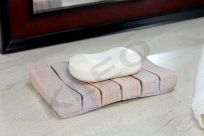 Natural Water Absorbent & Rigged Soap Dish Soap Holder made of Natural Stone - Unique Bath Bathroom Accessories (Vertically Ridged)