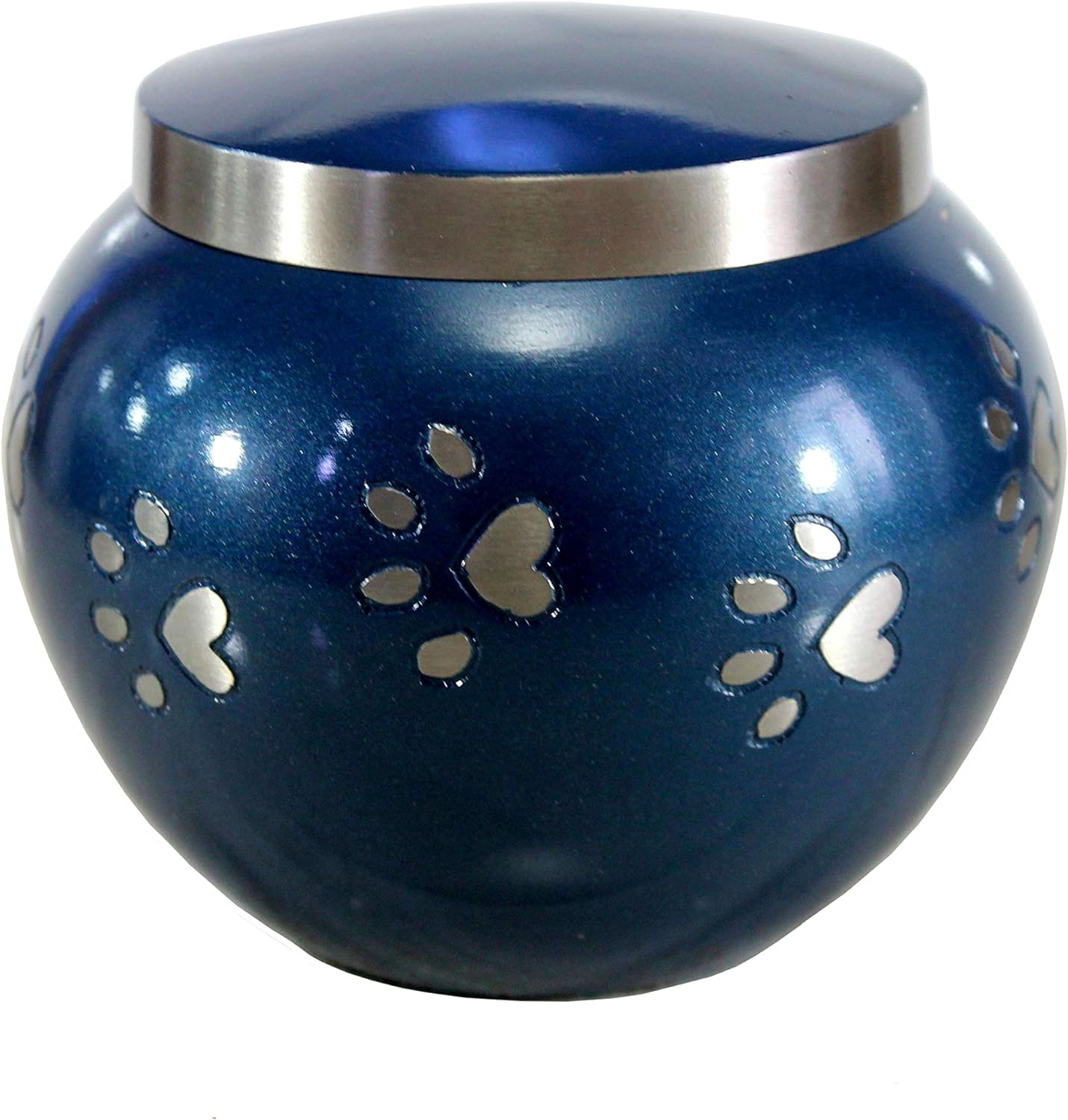 eSplanade Pet Cremation Urn Memorials Container Jar Pot | Brass Urn | Metal Urn | Burial Urn | Memorials Keepsake | Pet Dog Cat Urn (Blue)