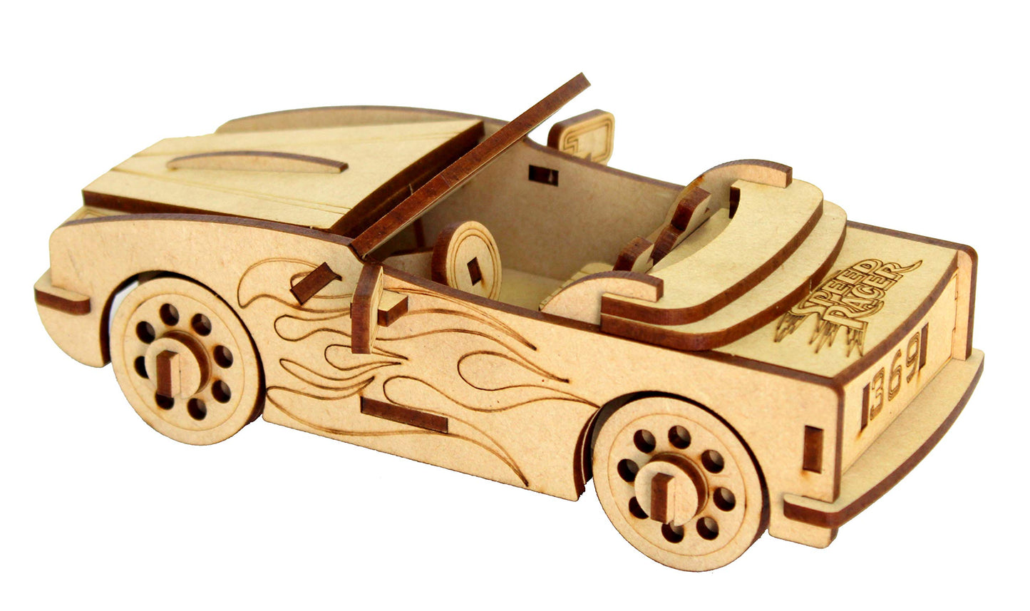 StonKraft 3D Wooden Puzzle Car - Wooden, DIY Kit, Build Your own, Construction Toy, Modeling Kit | MDF Toys Car