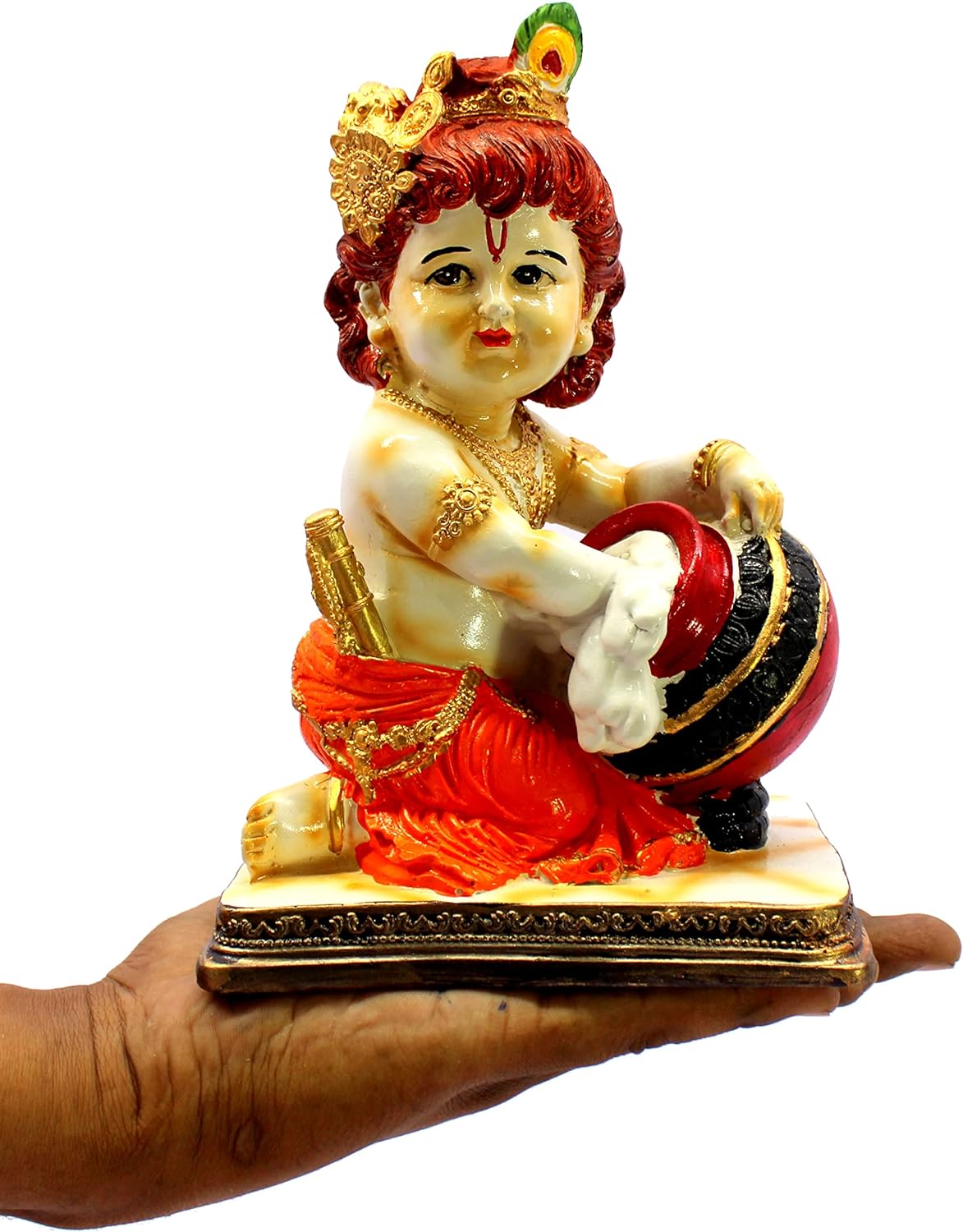 eSplanade Resin Krishna Krishan Makhan Chor Murti Idol Statue Sculpture - 8" Inches - Multicolour