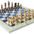 StonKraft Collectible Australian Marble and Lapis Lazuli Chess Board Set + Brass Chess Pieces Pawns - Decorative Stone Chess - 15" Inches