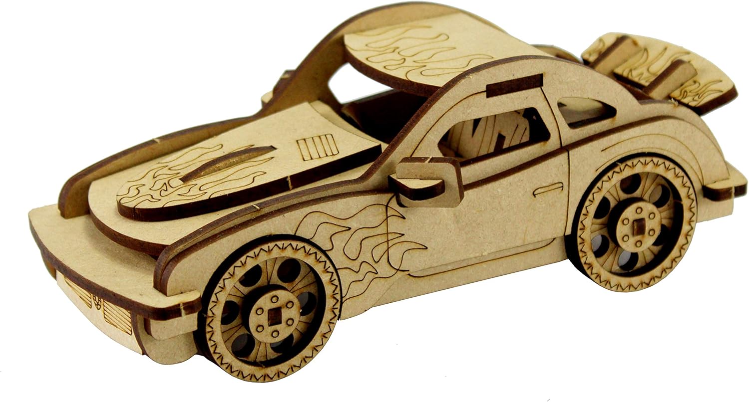 StonKraft 3D Wooden Puzzle Car - Wooden, DIY Kit, Build Your own, Construction Toy, Modeling Kit | MDF Toys Car