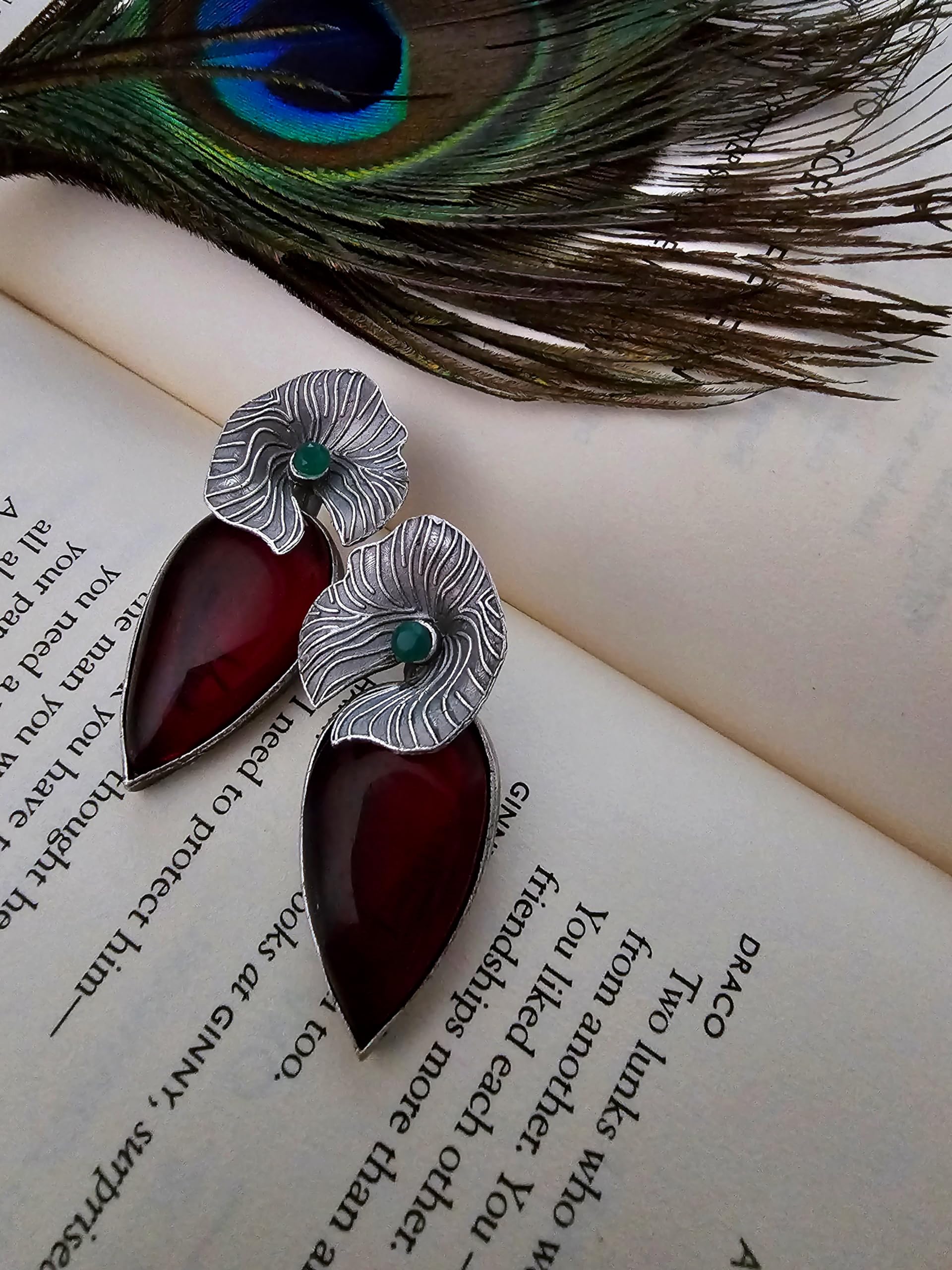 Binnis wardrobe contemporary ruby stone Kundan beautiful round shaped drop earring- Multicolor