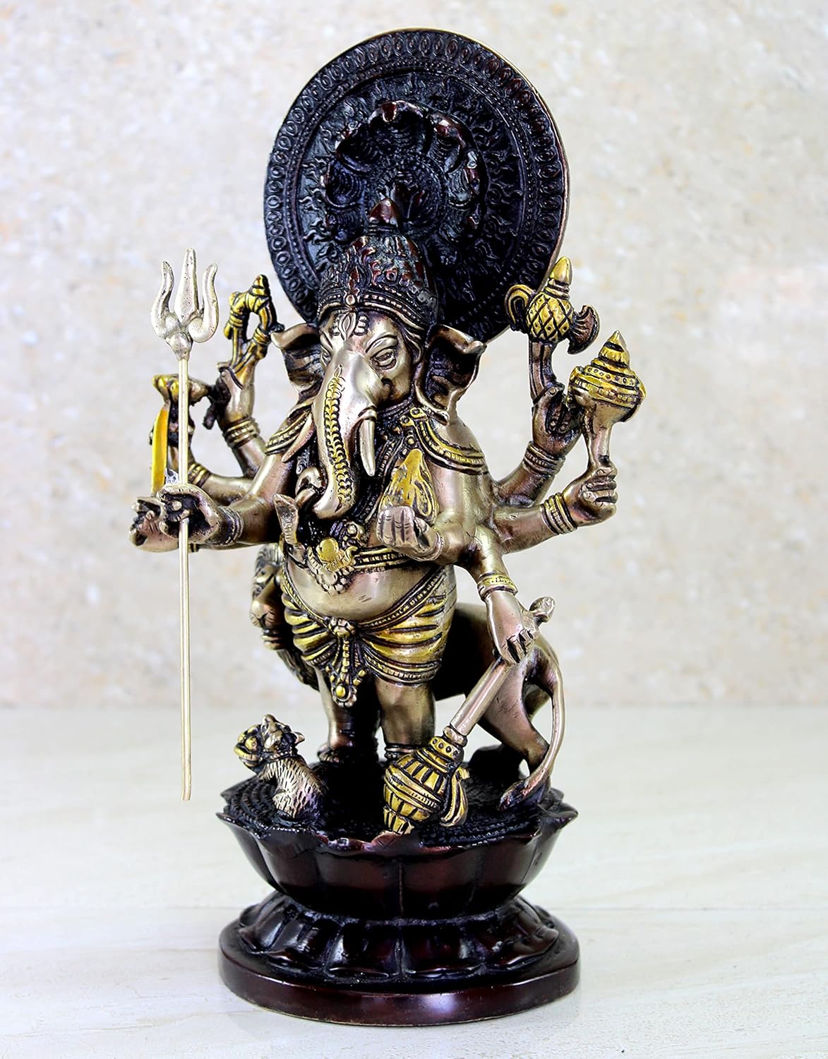 eSplanade Brass Heramba Ganapati Statue - 11.75 inches | Home Decor | Ganesh Ganesha Ganapathi Murti Idol