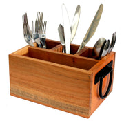 ESPLANADE Wooden Cutlery Stand Holder Caddy - Spoon Stand for Kitchen | Dining Table Chammach Stand | Multipurpose Stand for Forks, Pens, Knives | 8" Inches - Brown