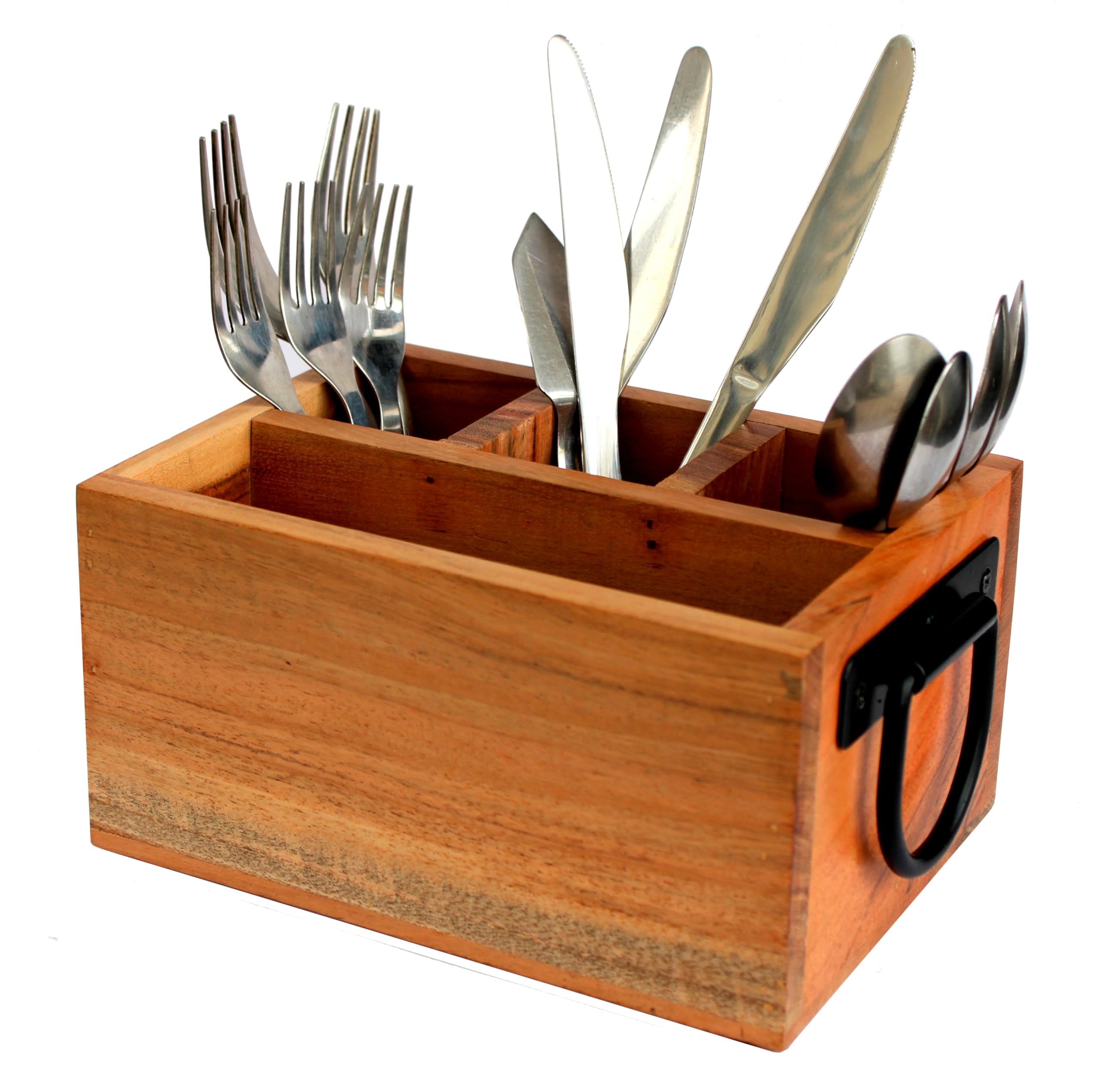 ESPLANADE Wooden Cutlery Stand Holder Caddy - Spoon Stand for Kitchen | Dining Table Chammach Stand | Multipurpose Stand for Forks, Pens, Knives | 8" Inches - Brown