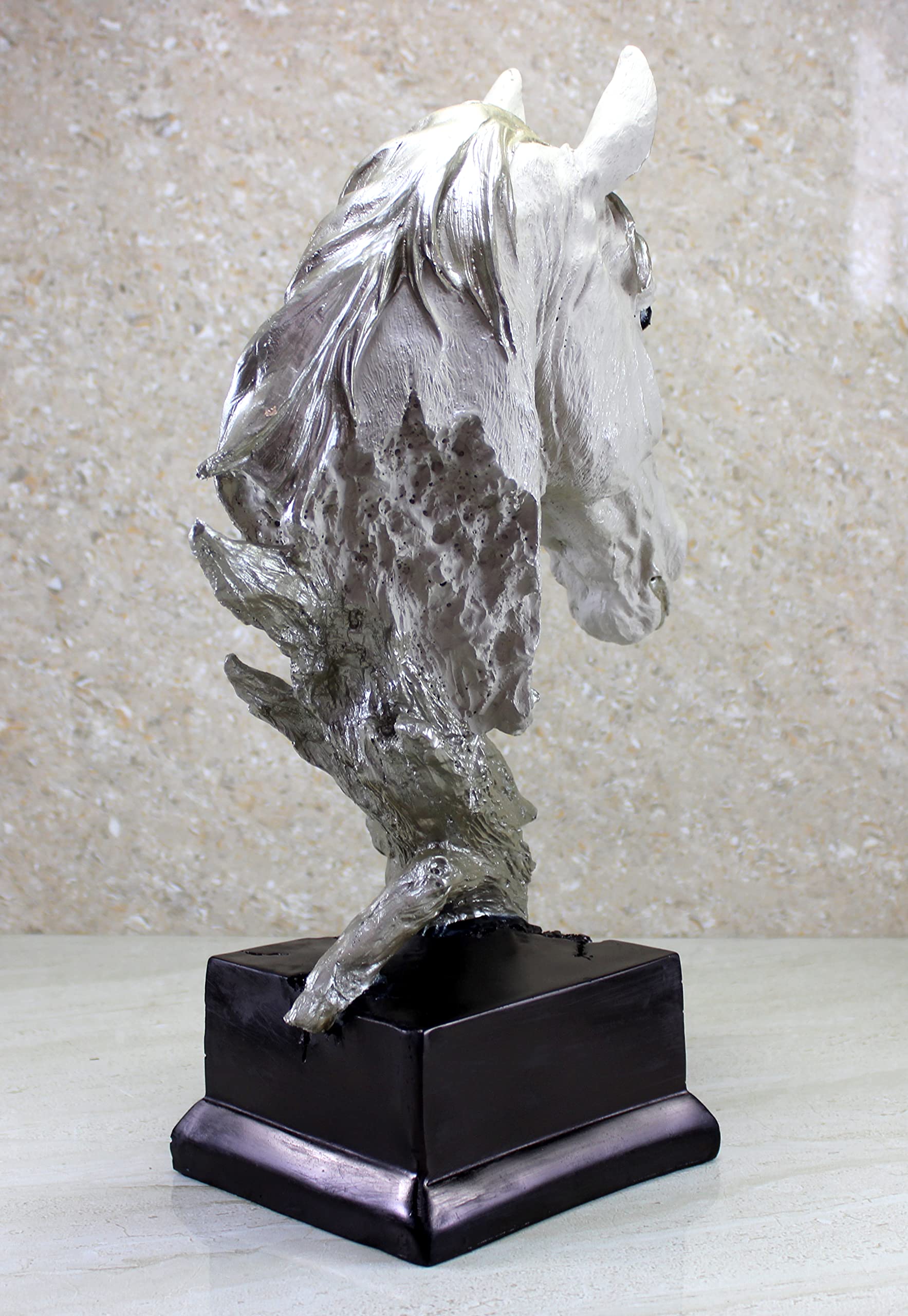 ESPLANADE Resin Horse Head Sculpture Figurine Showpiece | Decorative Items - Home Decor | Silver - 15.5" Inches Big Size