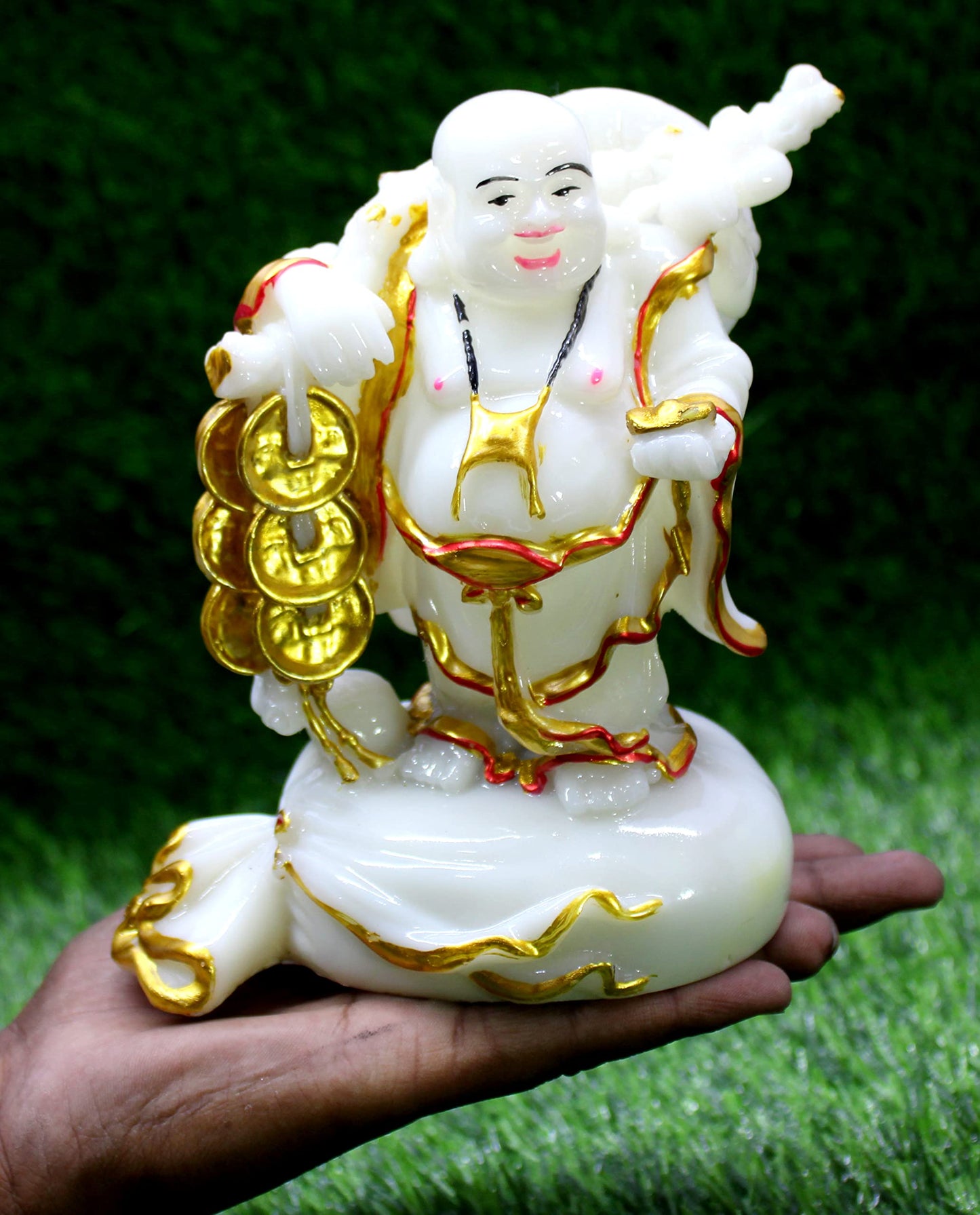 eSplanade Laughing Buddha Statue for Money, Wealth & Good Luck | Resin Home Decor Item for Living Room, Office Table Desk, Shelf | Feng Shui Showpiece, Idol & Figurine | House Warming Gift, 6.5"