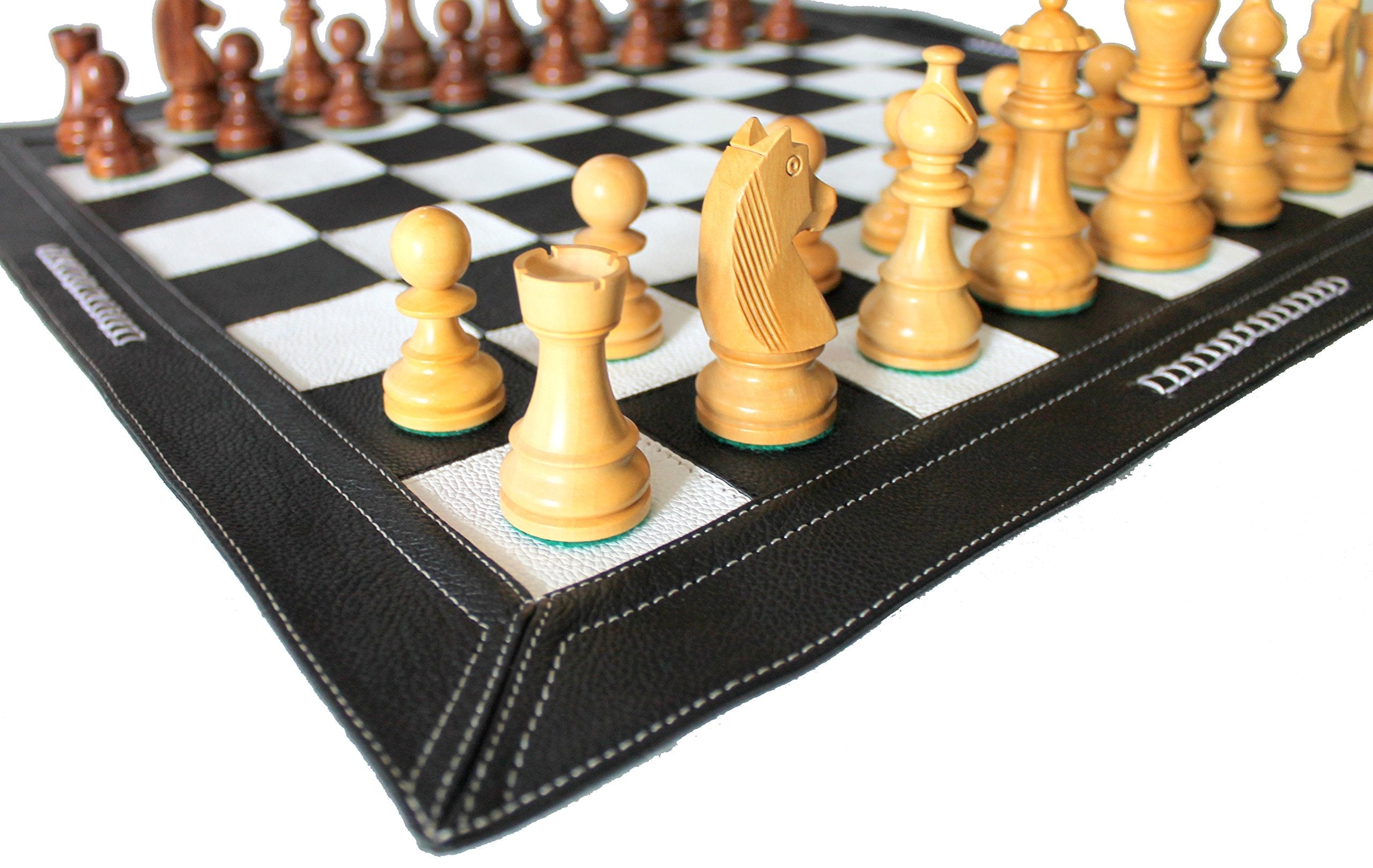StonKraft - Big Size 19" x 19" Genuine Leather Chess Board | Roll-up Tournament Chess