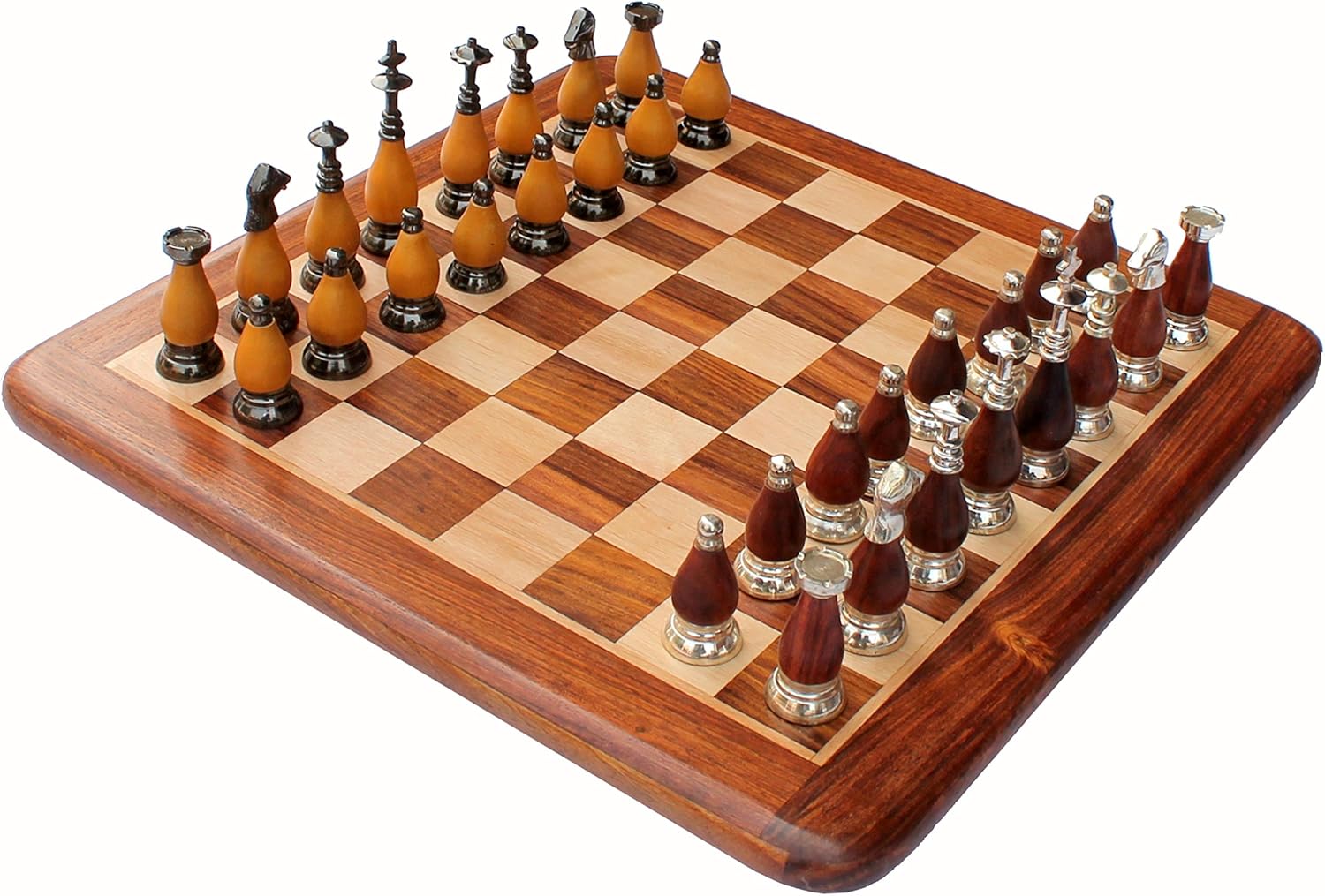 StonKraft Wooden Chess Board Without Pieces for Professional Chess Players - Appropriate Wooden & Brass Chess Pieces Chessmen Available Separately by Brand (14", 16",21"- Acacia Wood)